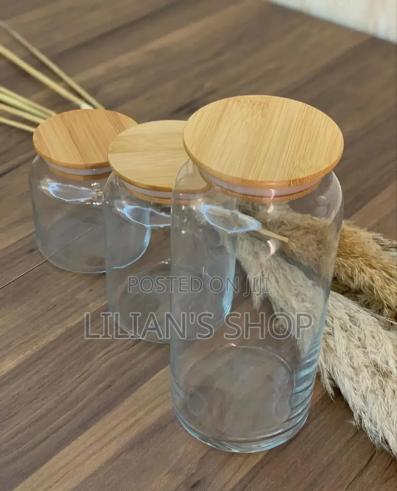 Glass Jar Set With Bamboo Airtight Lids