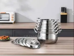 10 Pc 16,18, 20,22,24cm Stainless Steel Saucepans Cooking Pots-Silver