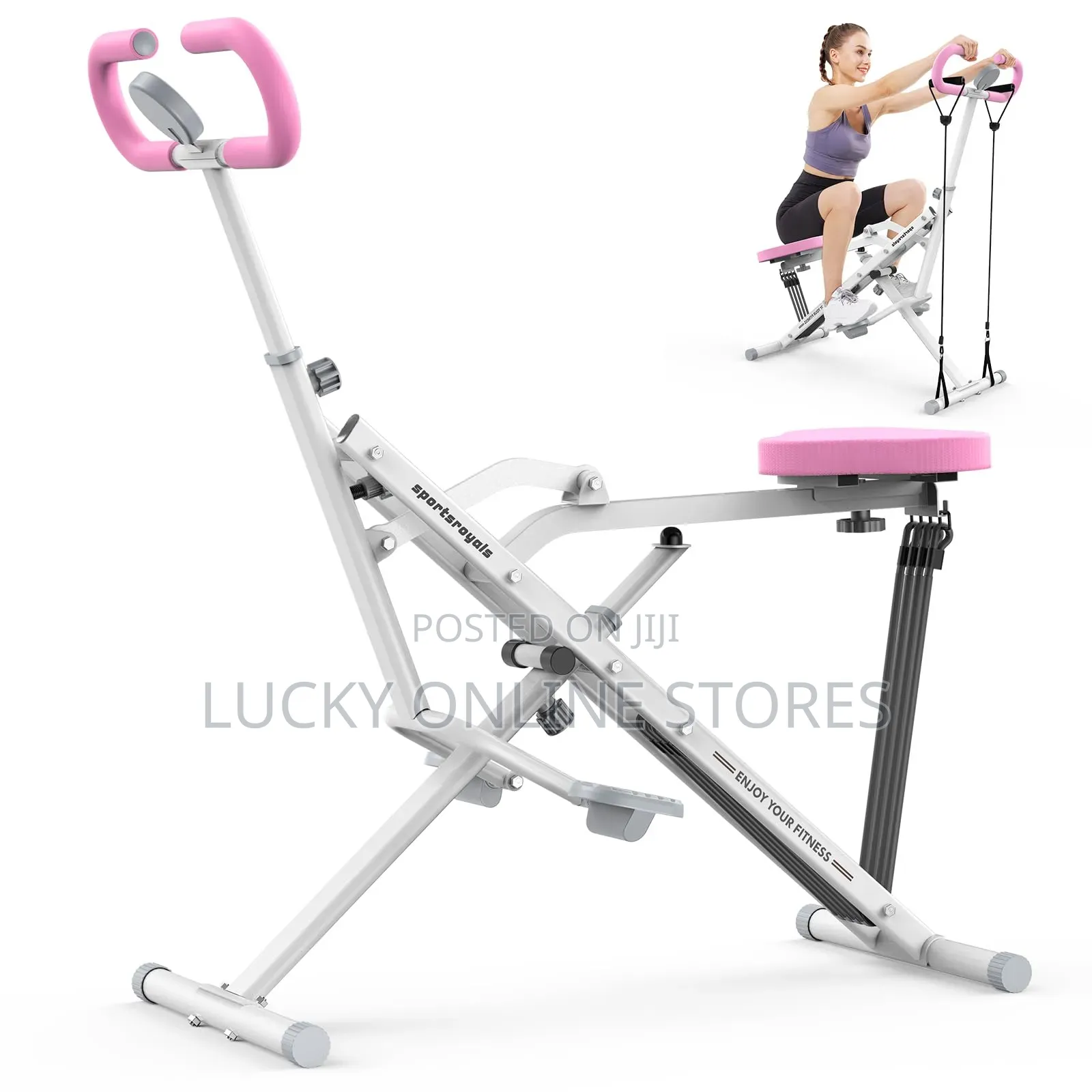 Foldable Rower Fullbody Workout Machine With Resistance Bands