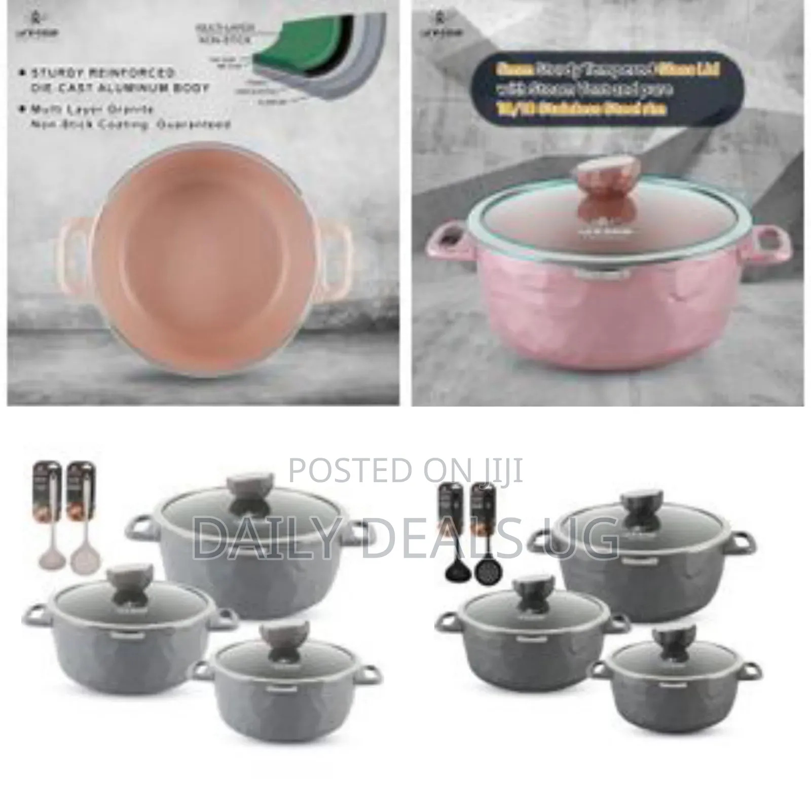 Life Smile 8 Pieces Cookware Set Induction Base Granite Non Stick