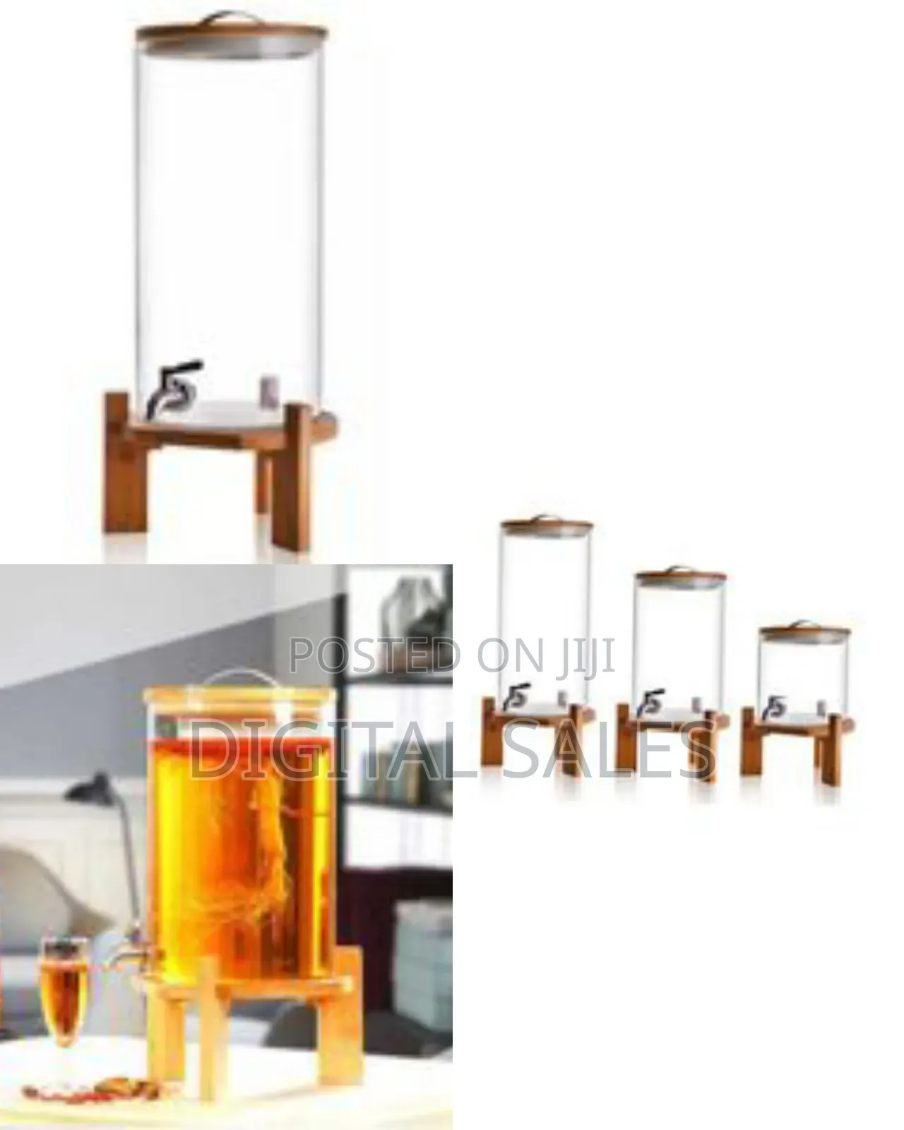 10l Glass Drinks Dispenser Jar With Tap, Spigot, Lid and Wooden