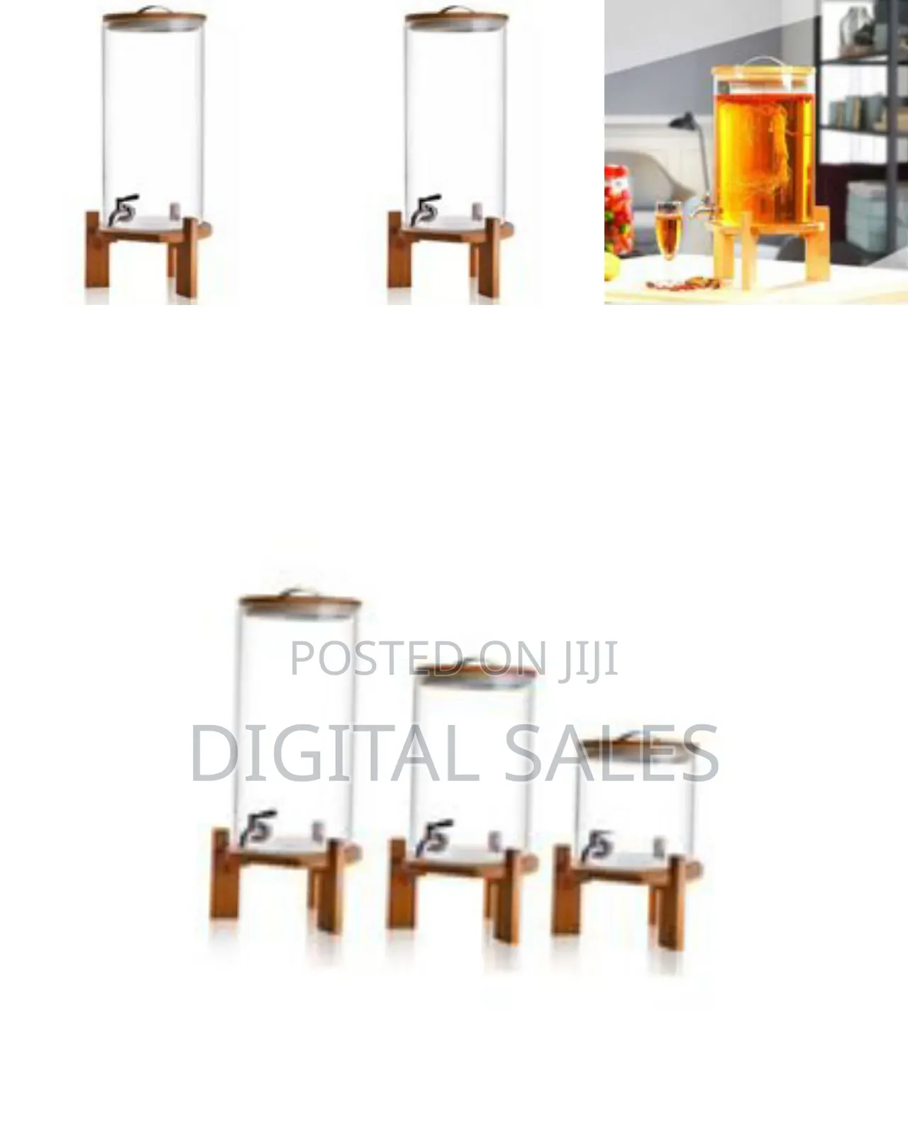10l Glass Drinks Dispenser Jar With Tap, Spigot, Lid and Wooden
