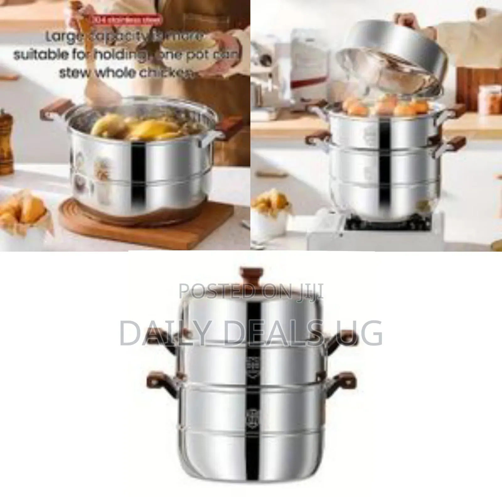 30cm Stainless Steel Three-Layer Soup Pot Steamer Dual-Purpose