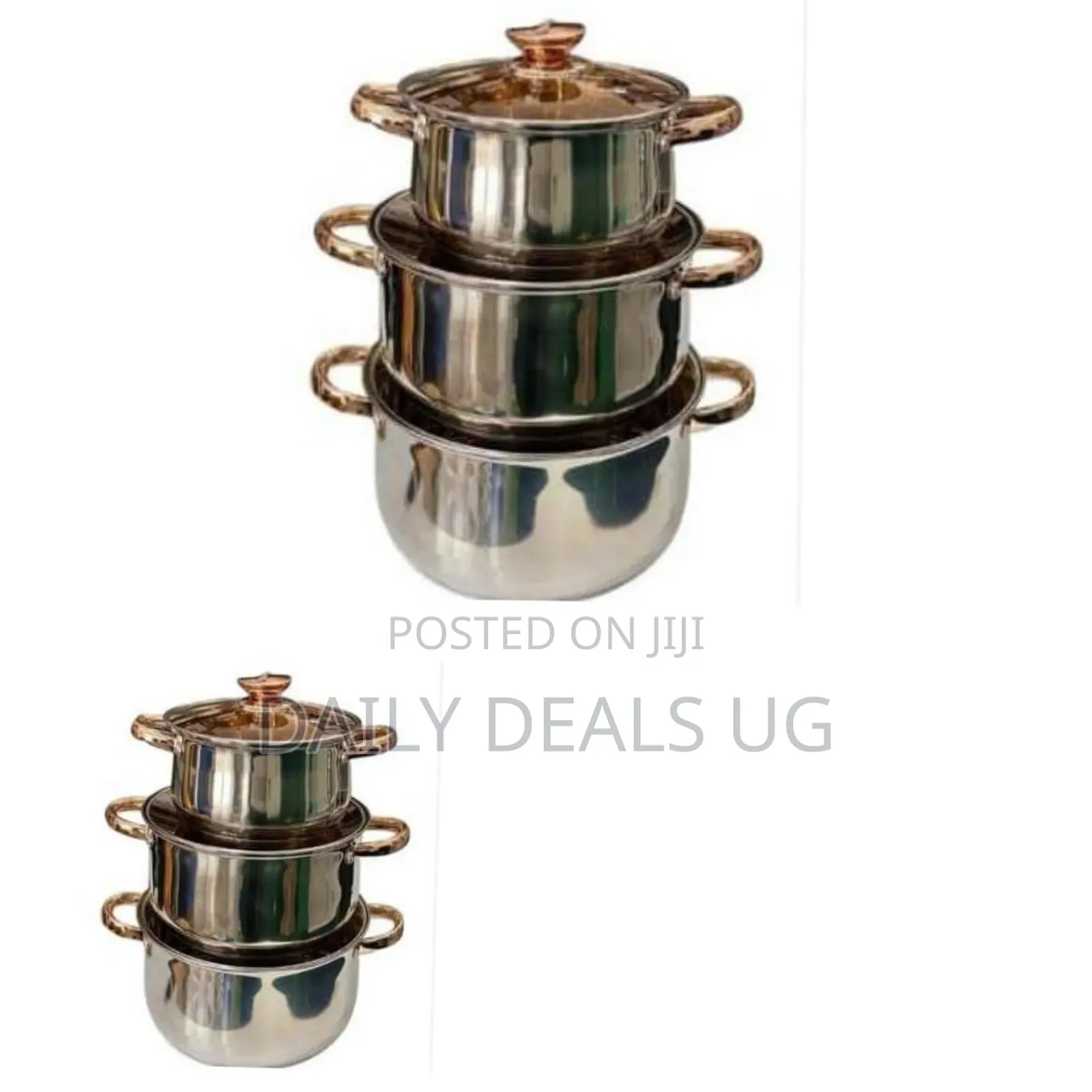 6 Piece of Stainless Steel Saucepans Cookware Soup Pots Serving Dishes