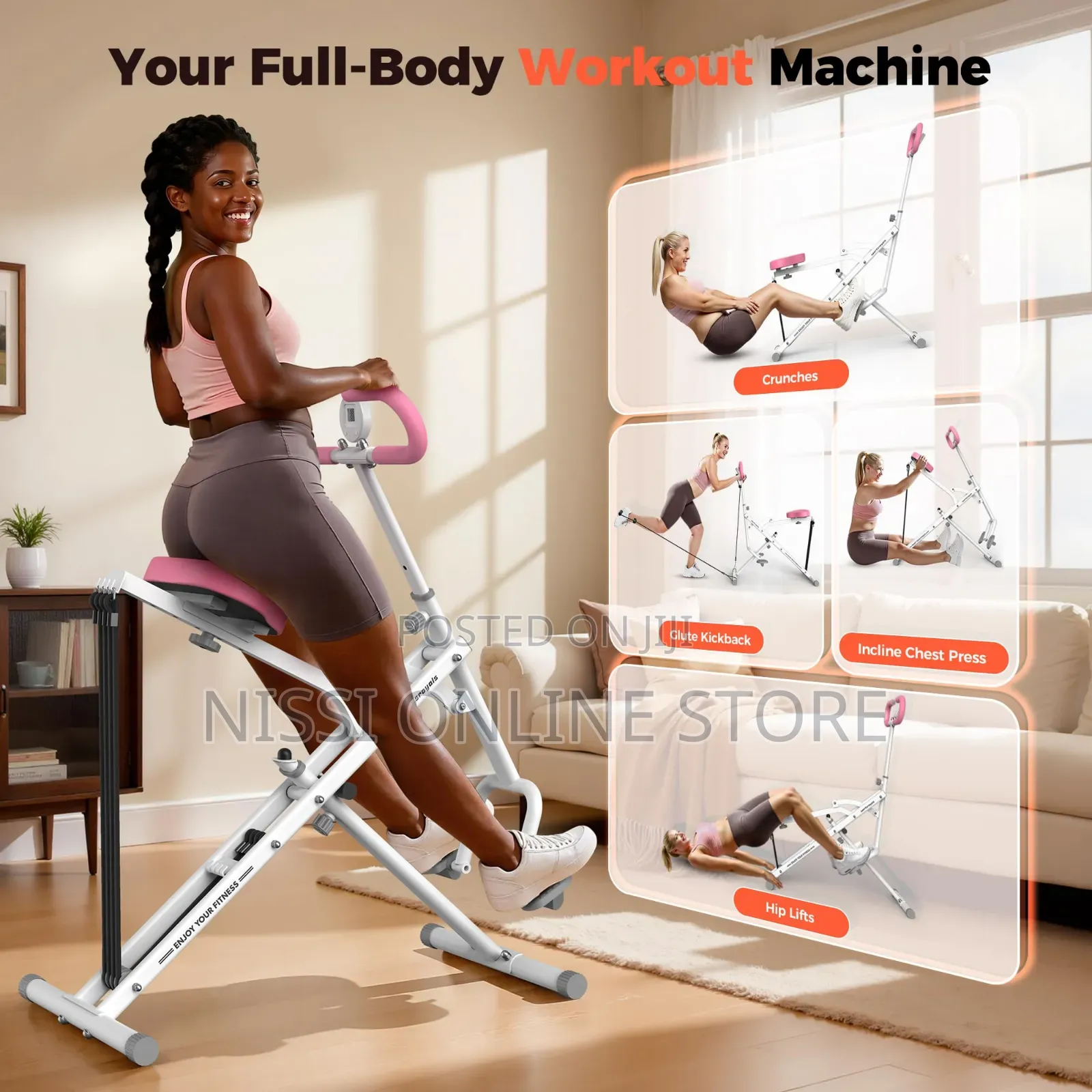 Foldable Rodeo Excercise Machine With Resistance Bands