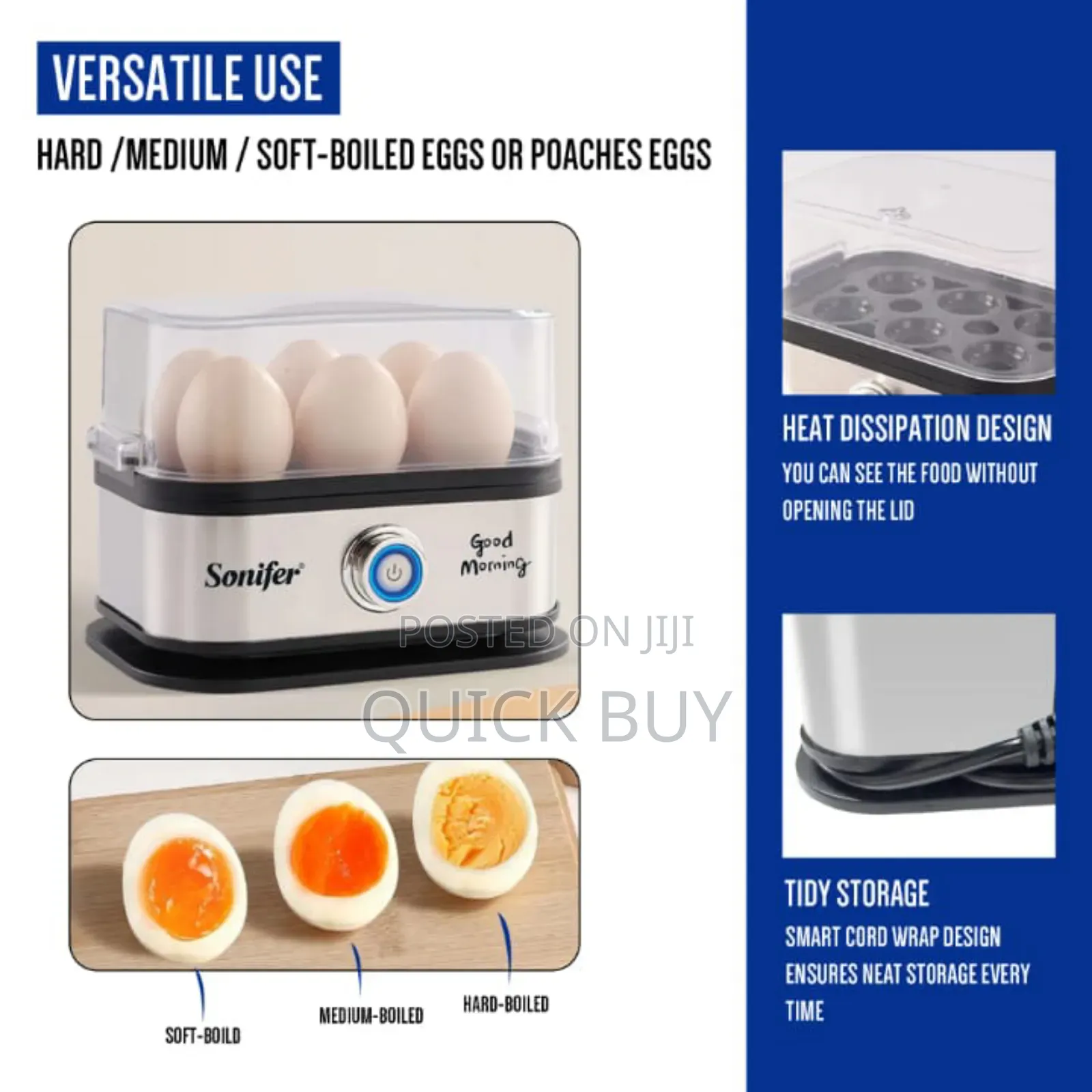 Sonifer Sf-1510 Mini Electric Egg Cooker, a Fast 6-Egg Steamer Boiler.