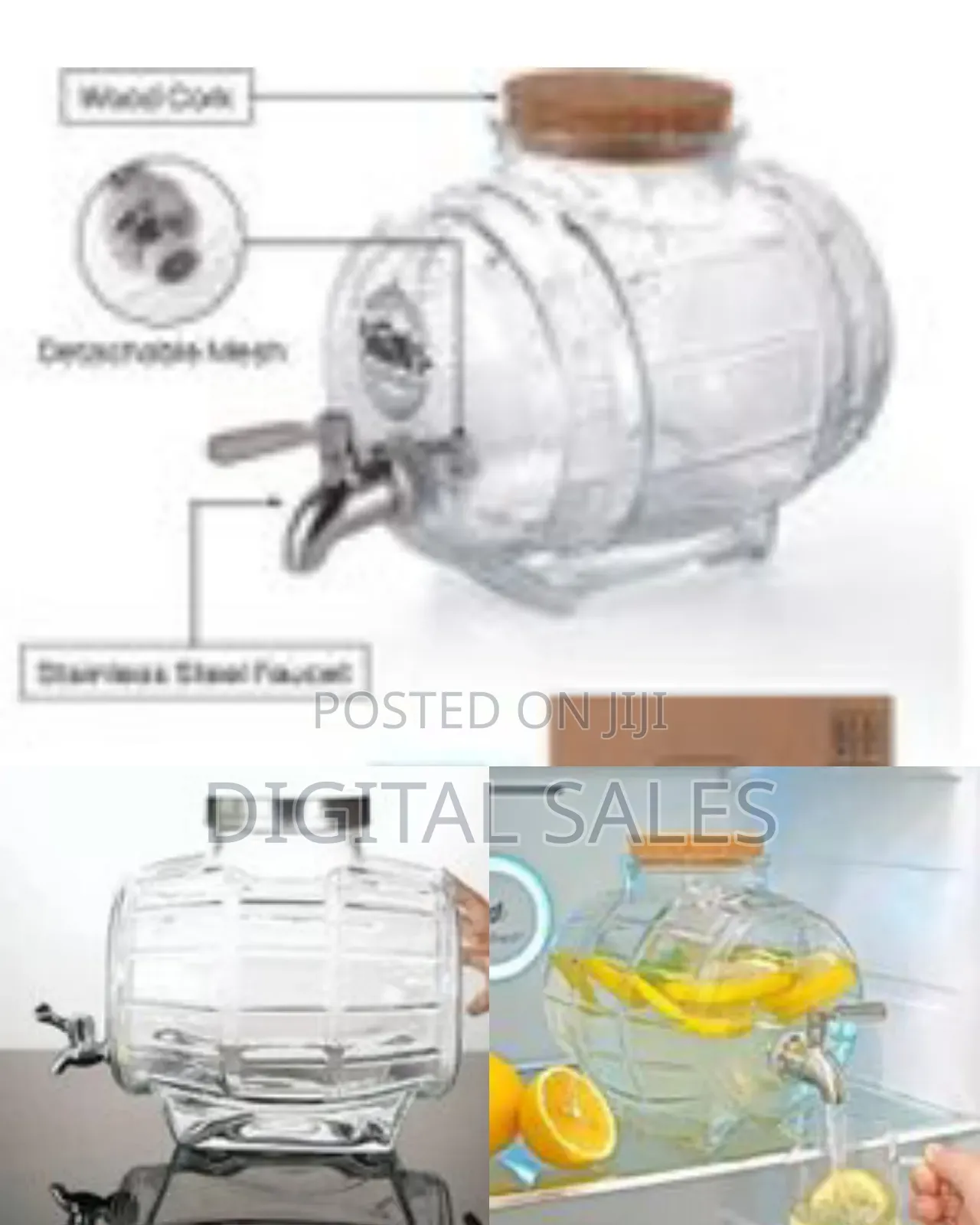 8l Mason Jar Glass Barrel Keg With Lid Glass Beverage Dispenser