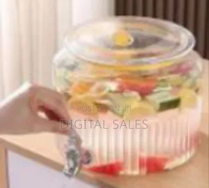 4l Acrylic Round With Faucet Juice Container, Pot Beverage
