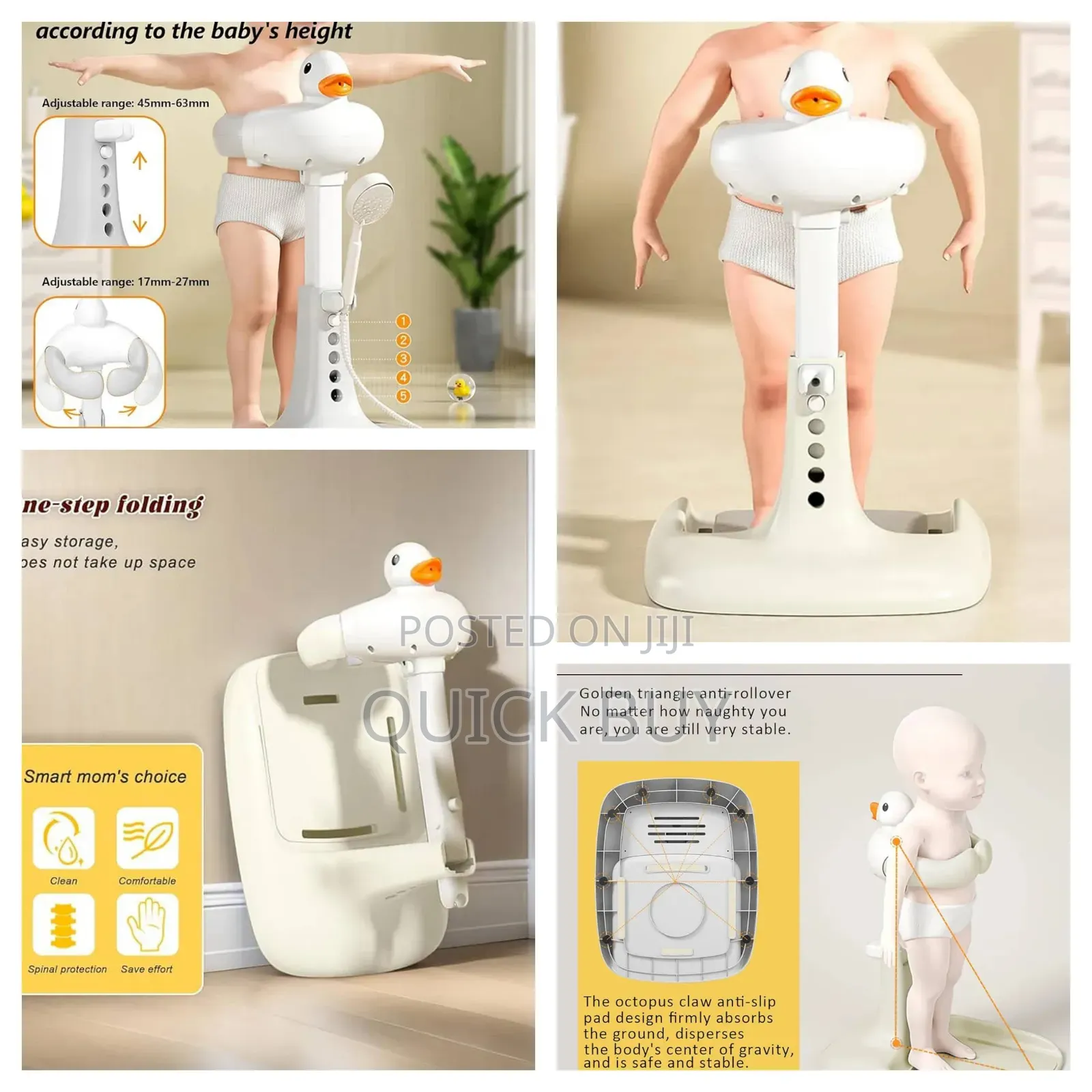 Adjustable Height Baby Shower Stand With Anti-Slip Base