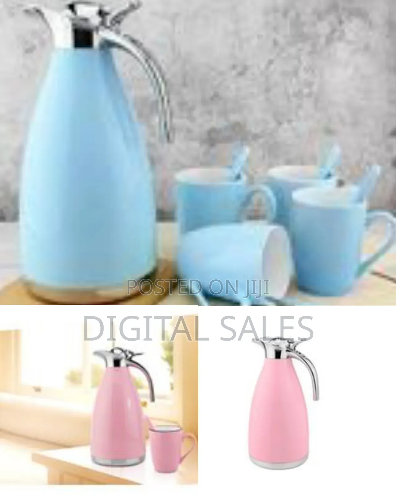 2.1quart Vacuum Flask 12oz Ceramic Mug Set, 9pcs Colored Stainless