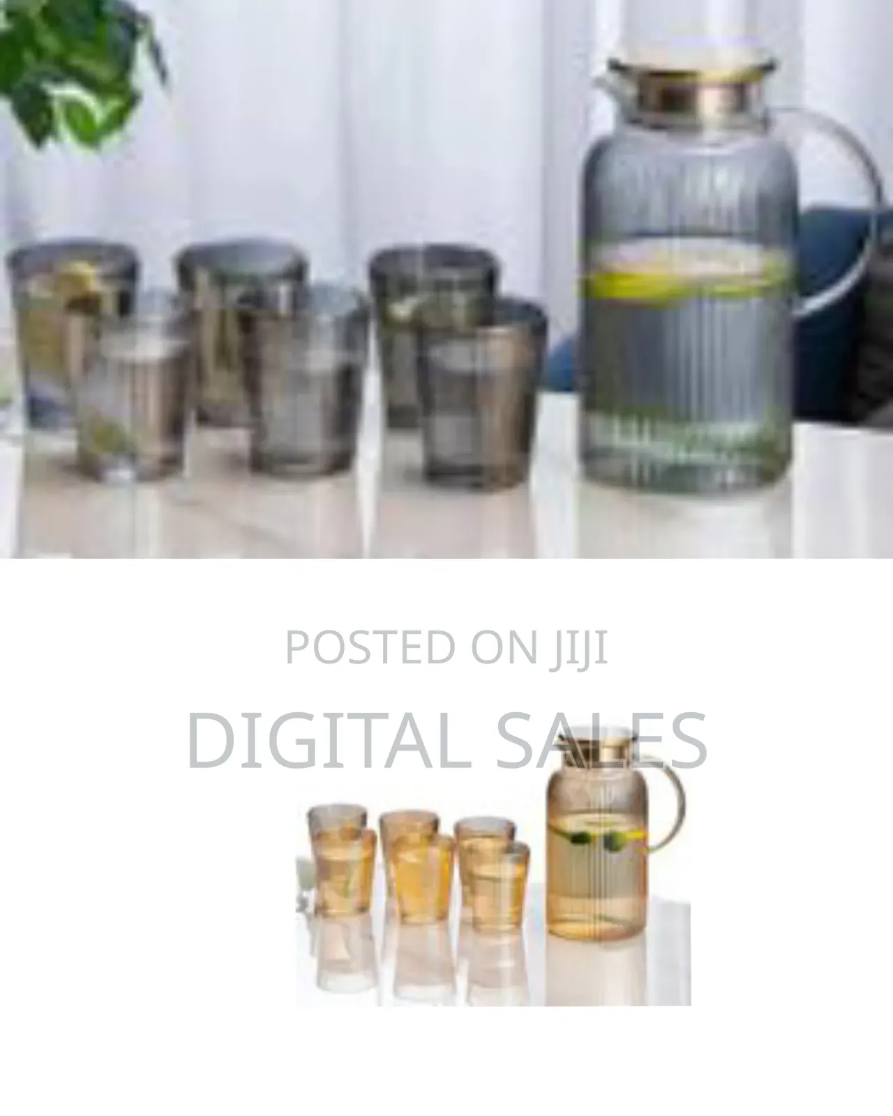 Set of 7 Piece 1 Borosilicate Juice Jug Beverage Water Carafe Kettle