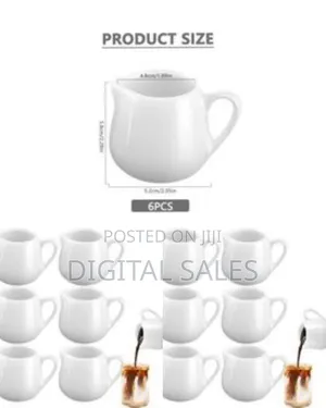 Ceramic Milk Jug Small 6 Pcs, 110ml Gravy Jug With Handle, Milk
