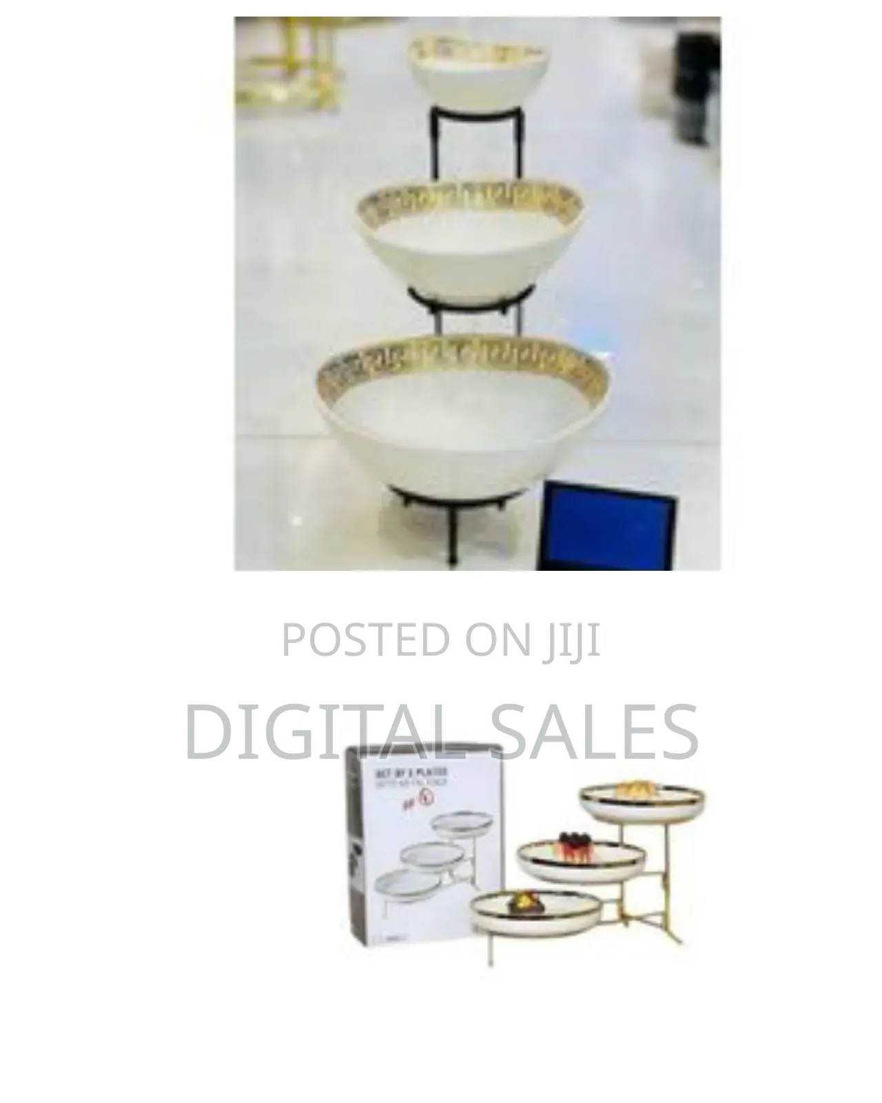 3 Tier Gold Line Serving Bowls Kitchen Food Display Dessert Present