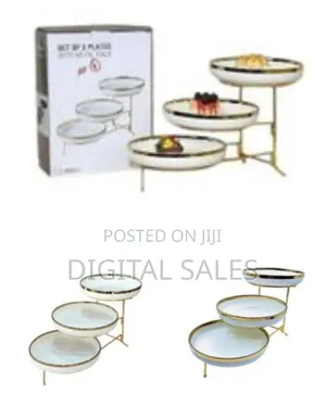 3 Tier Gold Line Serving Bowls Kitchen Food Display Dessert Present