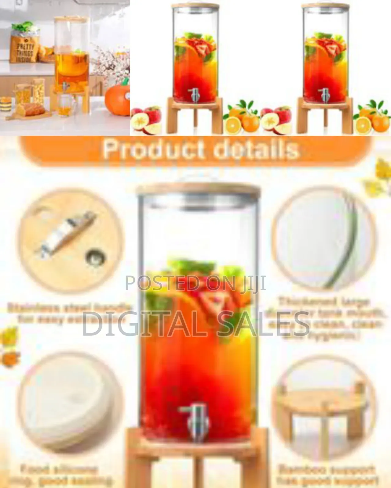 2.9 Gallon Beverage Dispenser 11 L Glass Drink Dispenser With Wood