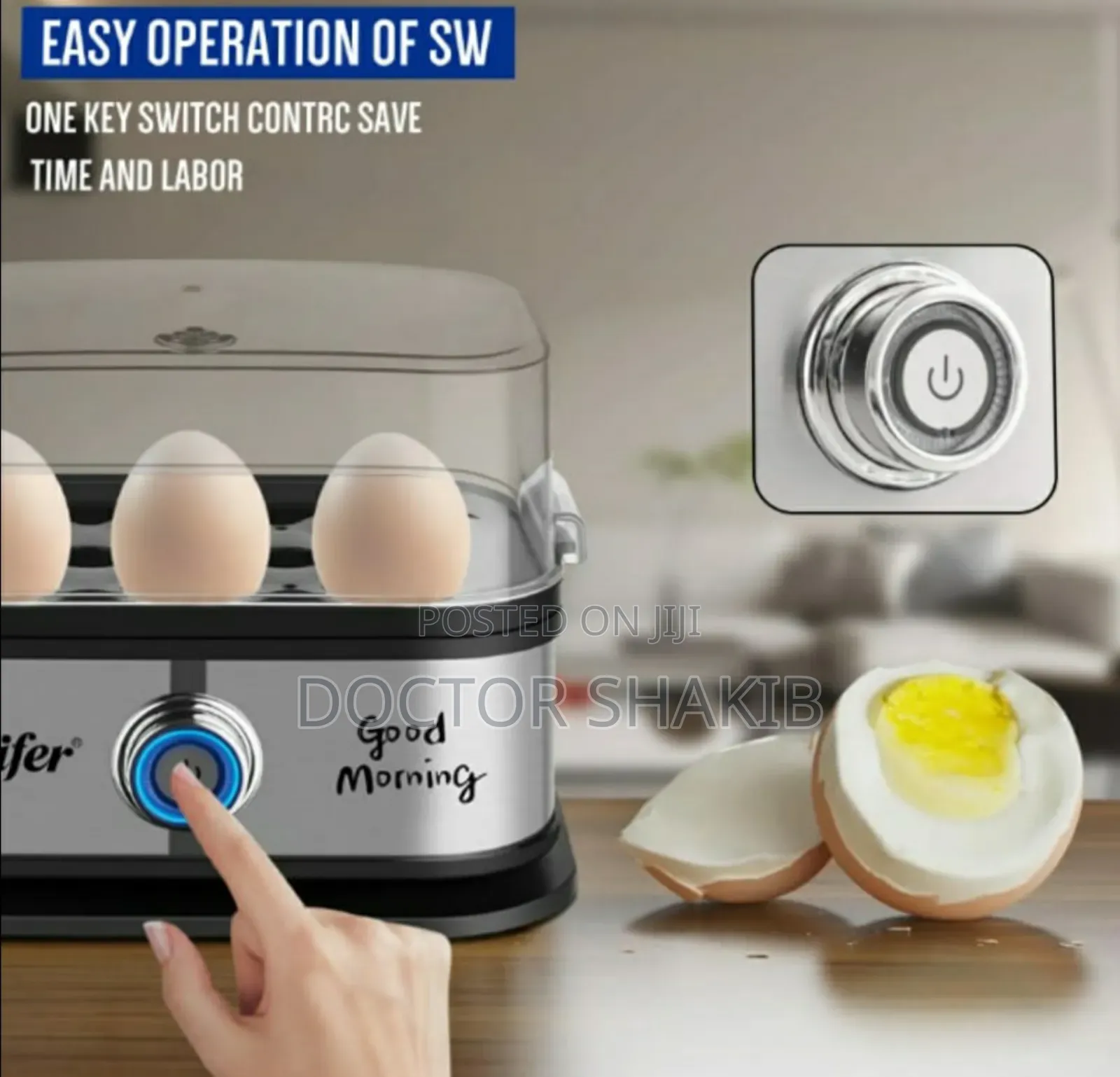 Sonifer Sf-1510 Mini Electric Egg Cooker, a Fast 6-Egg Steamer Boiler