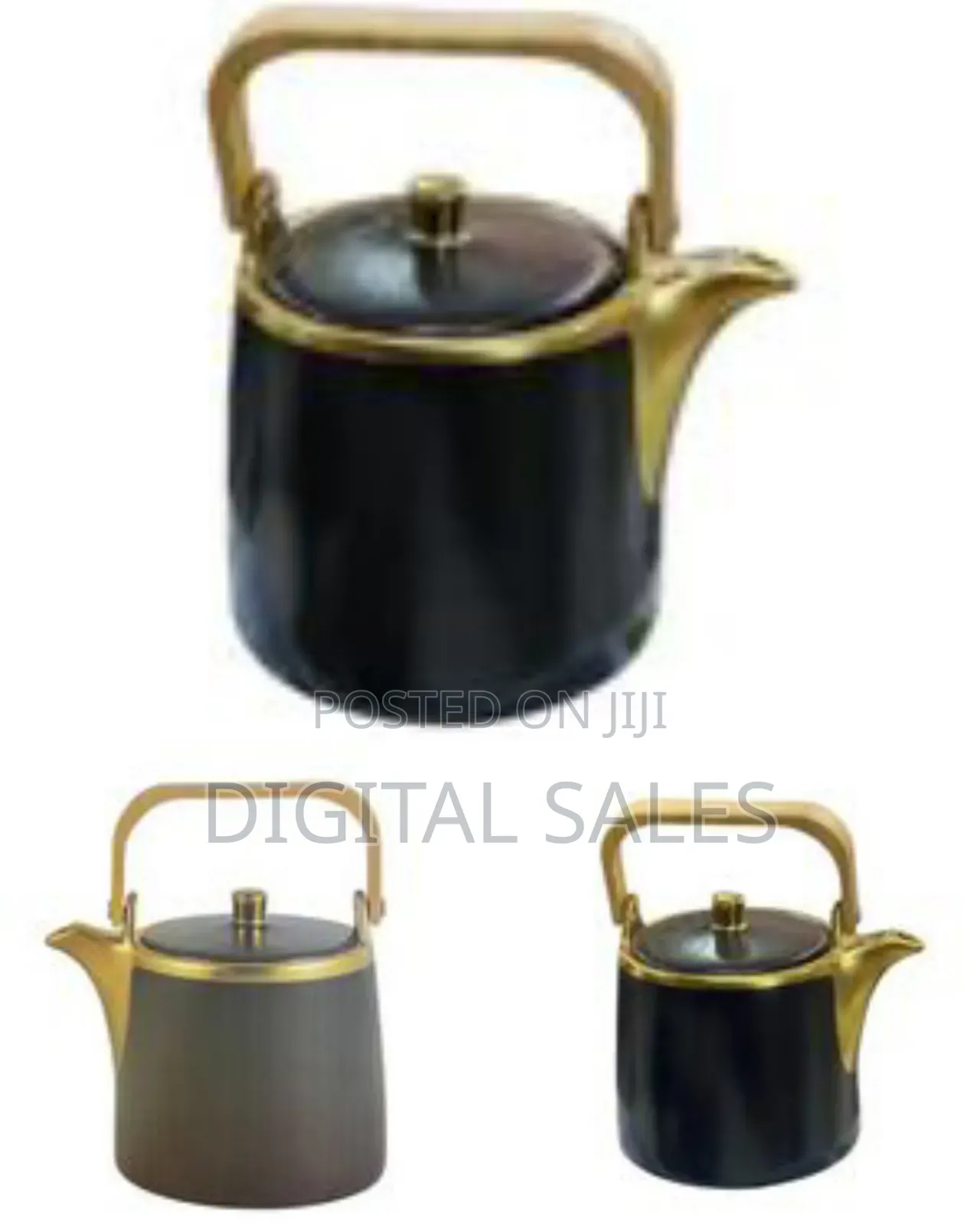 1 Litre Round Ceramic Non-Stick Stovetop Teapot Kettle With Wooden