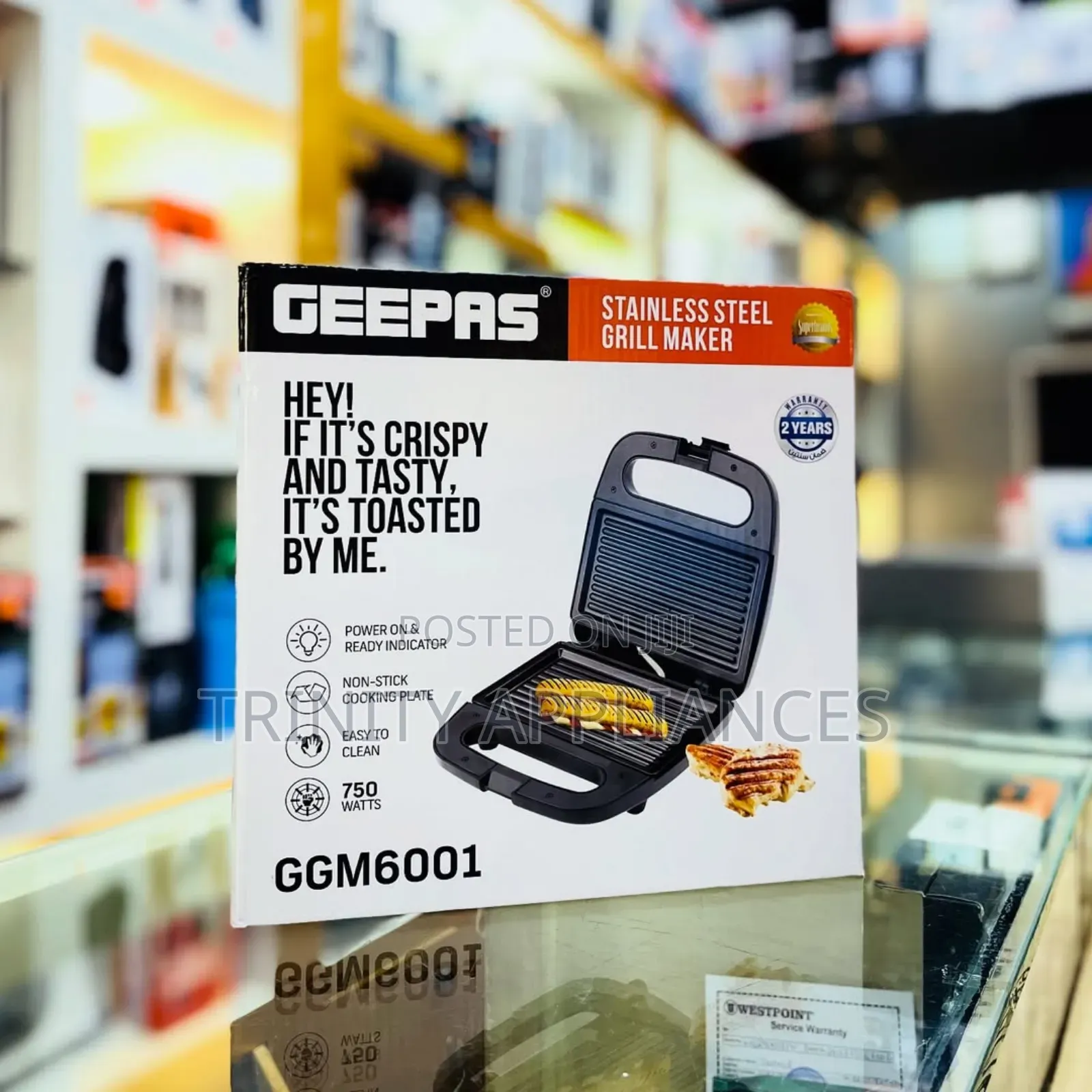 Geepas 2 Slice Grill Maker Ggm6001