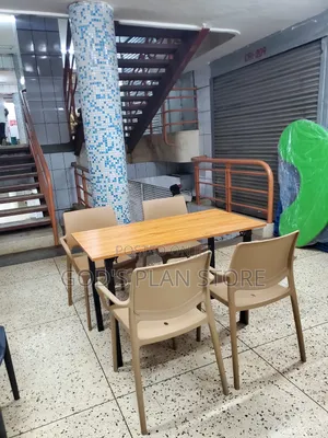 Armed Plastic Chairs and Wooden Foldable Table