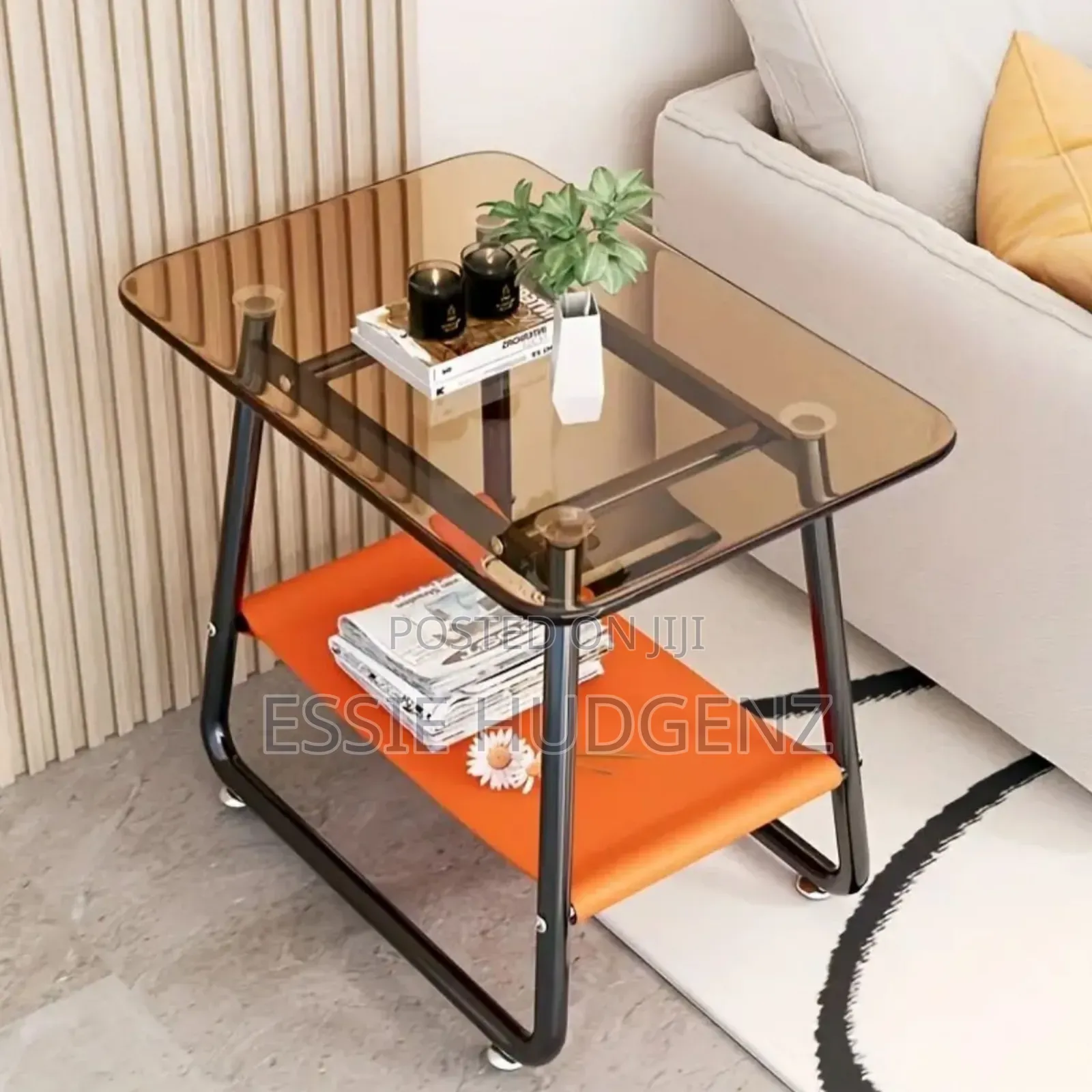 Rectangular Glass Iron Table( 2-Tier )