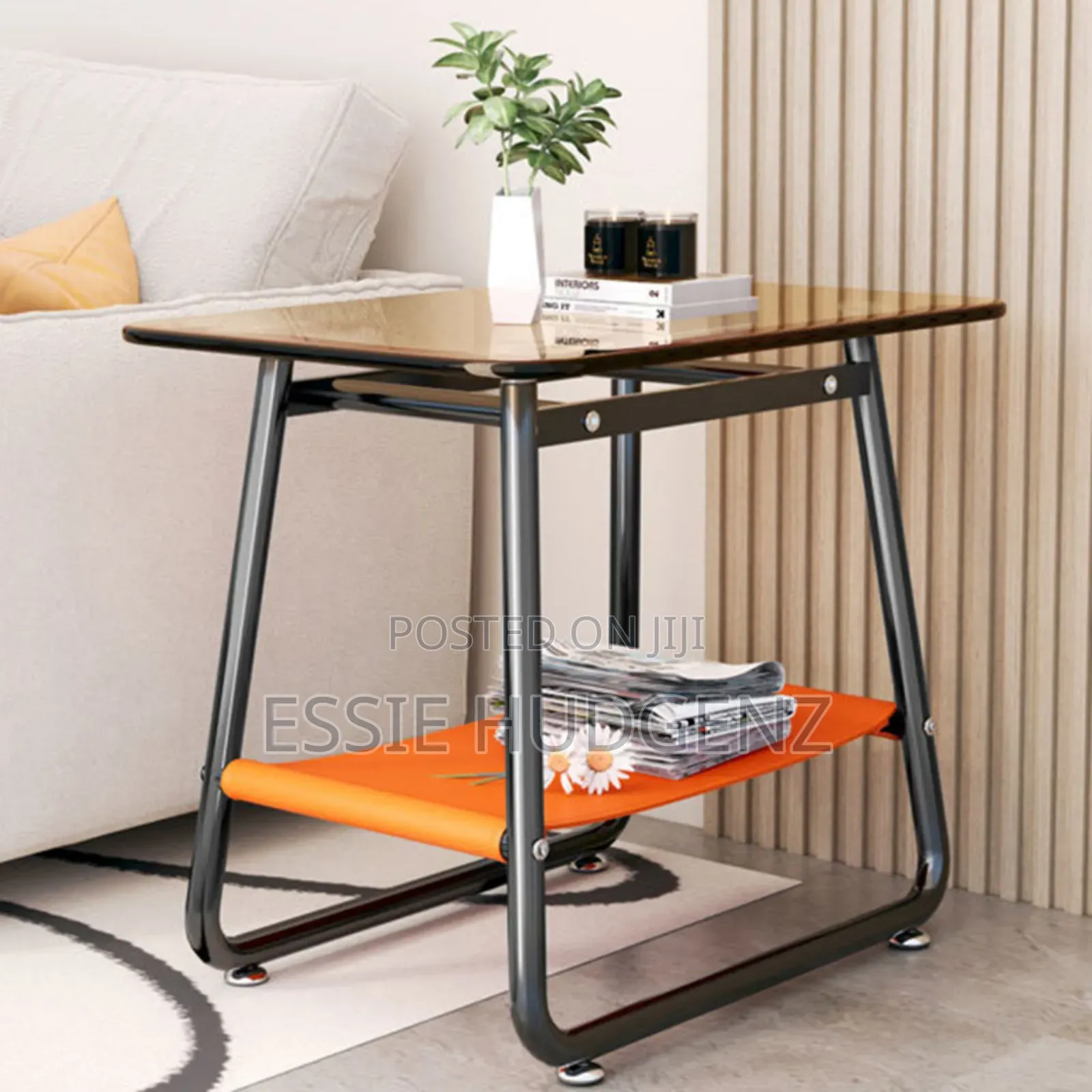 Rectangular Glass Iron Table( 2-Tier )