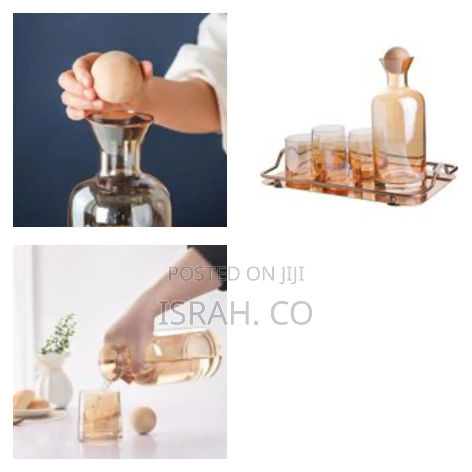 Glass Carafe Water Pitcher With Wood Lid,