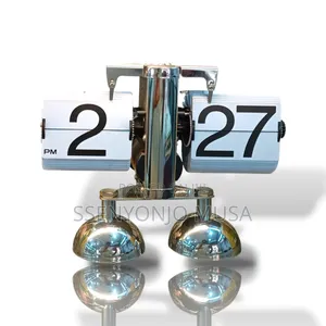 Flip Down Desk Clock – Retro Digital Mechanical Clock, Stainless Steel