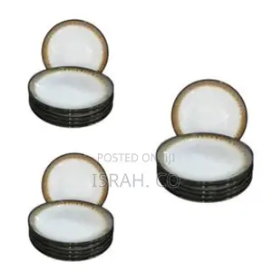 Brown Band Ceramic Serving Dinner Plates Set of 6, 10