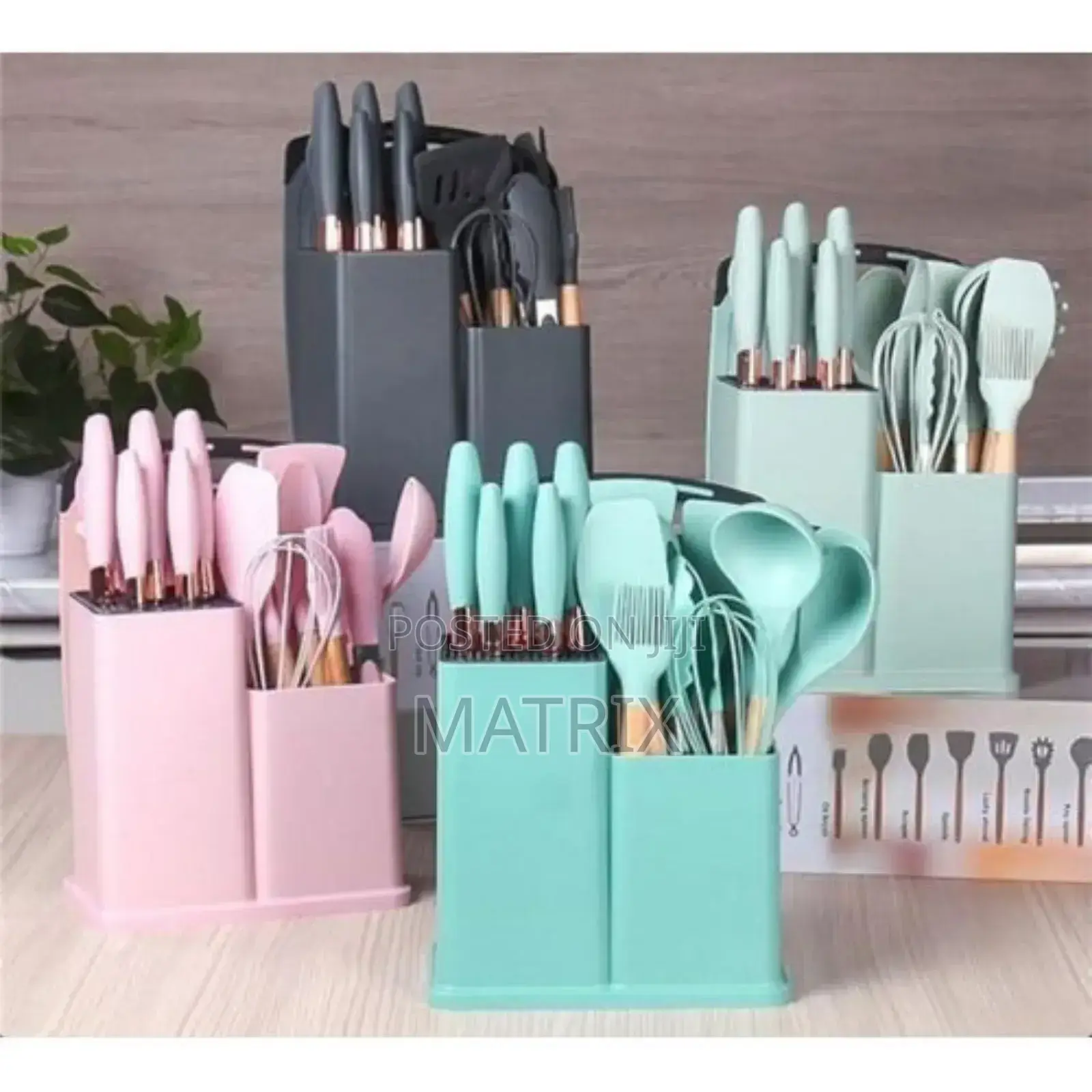 19pcs Kitchen Cooking Utensils and Knife Set