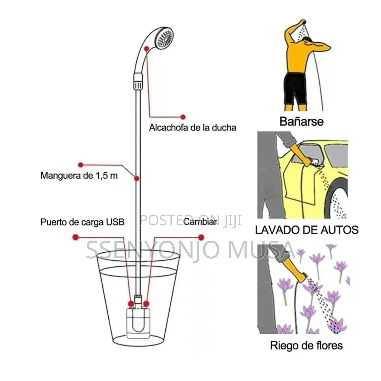 Portable Camping Shower–Battery Powered Outdoor Shower Pump for Travel