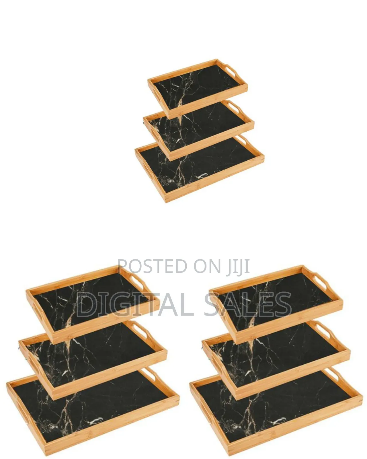 Marble Print Bamboo Tea Serving Tray