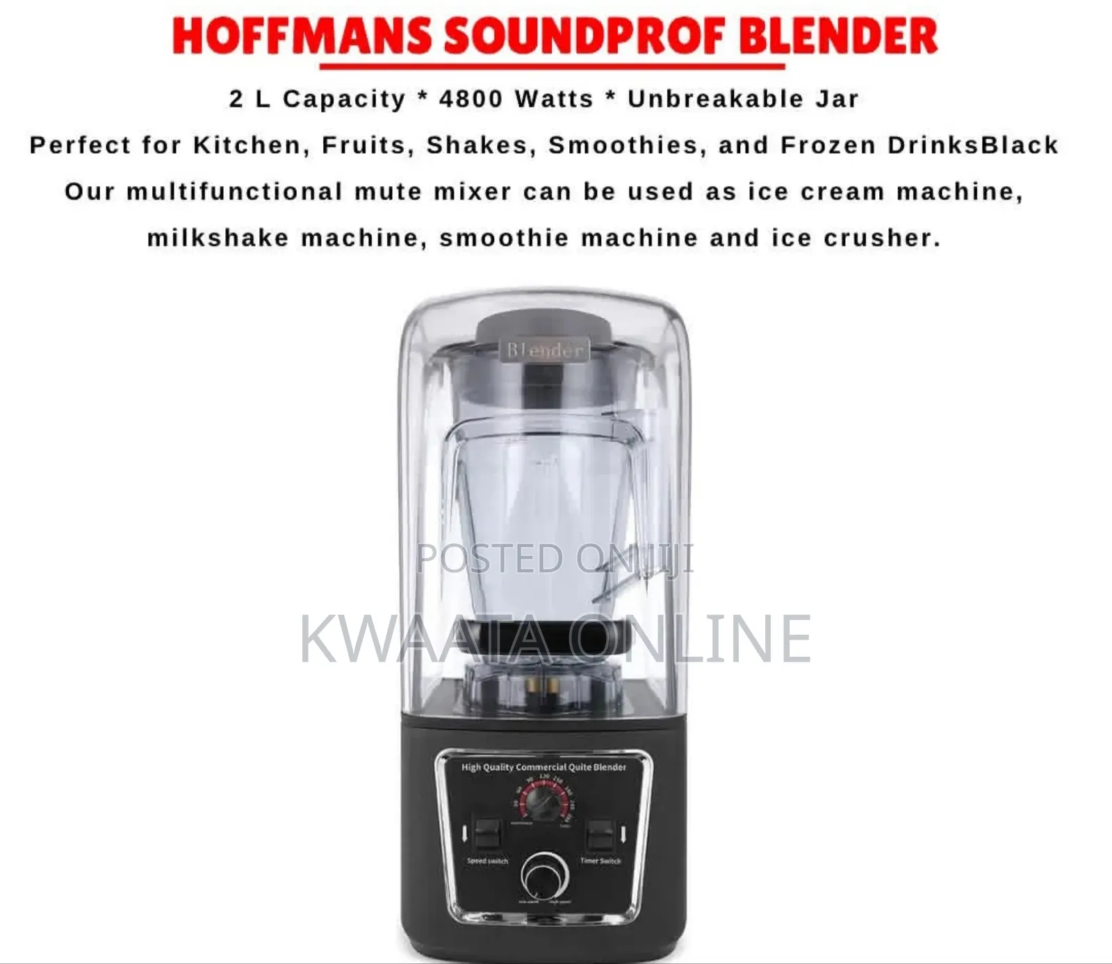 Hoffmans Hm-2088 Noise Proof Commercial Blender
