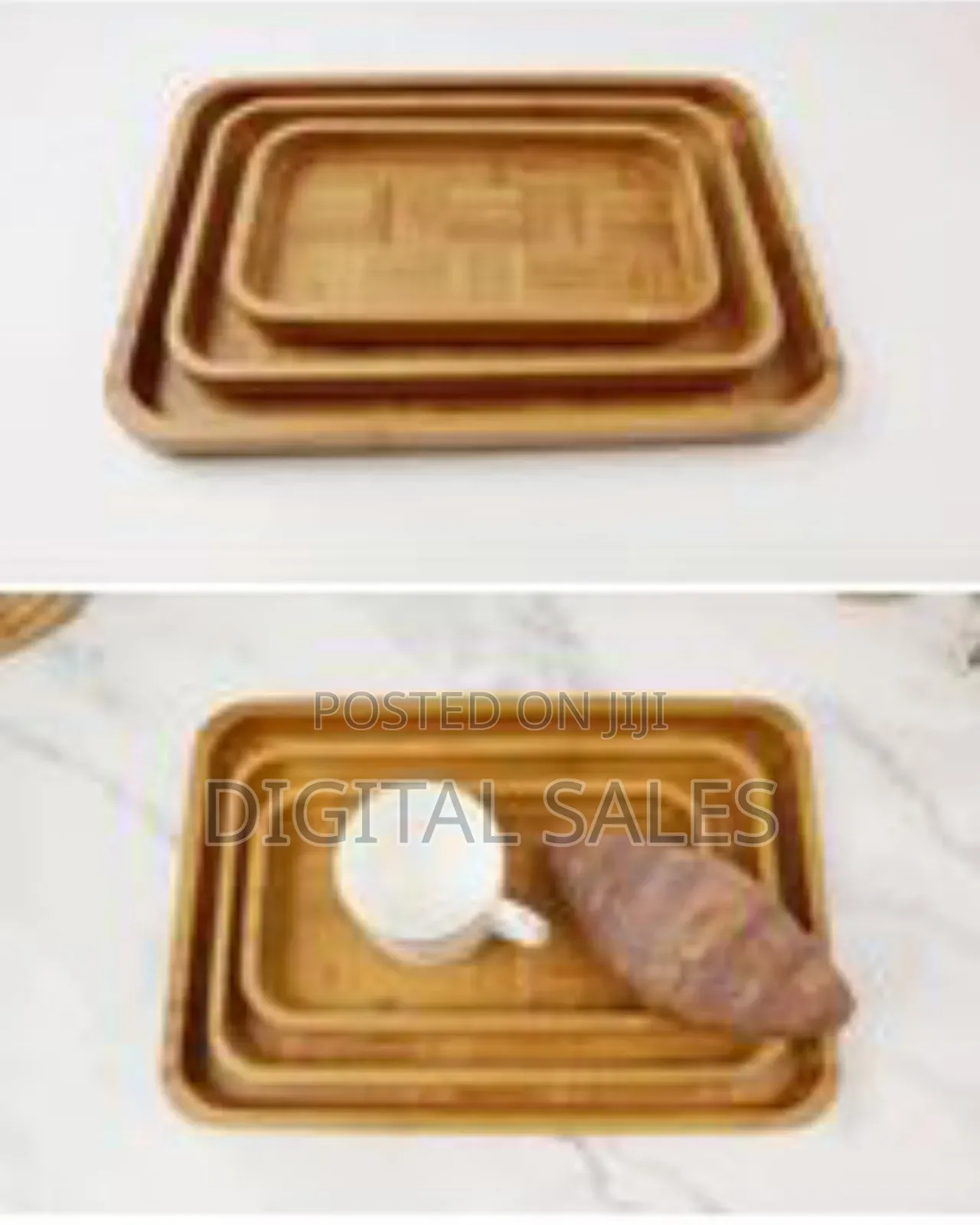 Serving Tray Rectangular Made of Solid Beech Bamboo Wood, Bamboo Bed