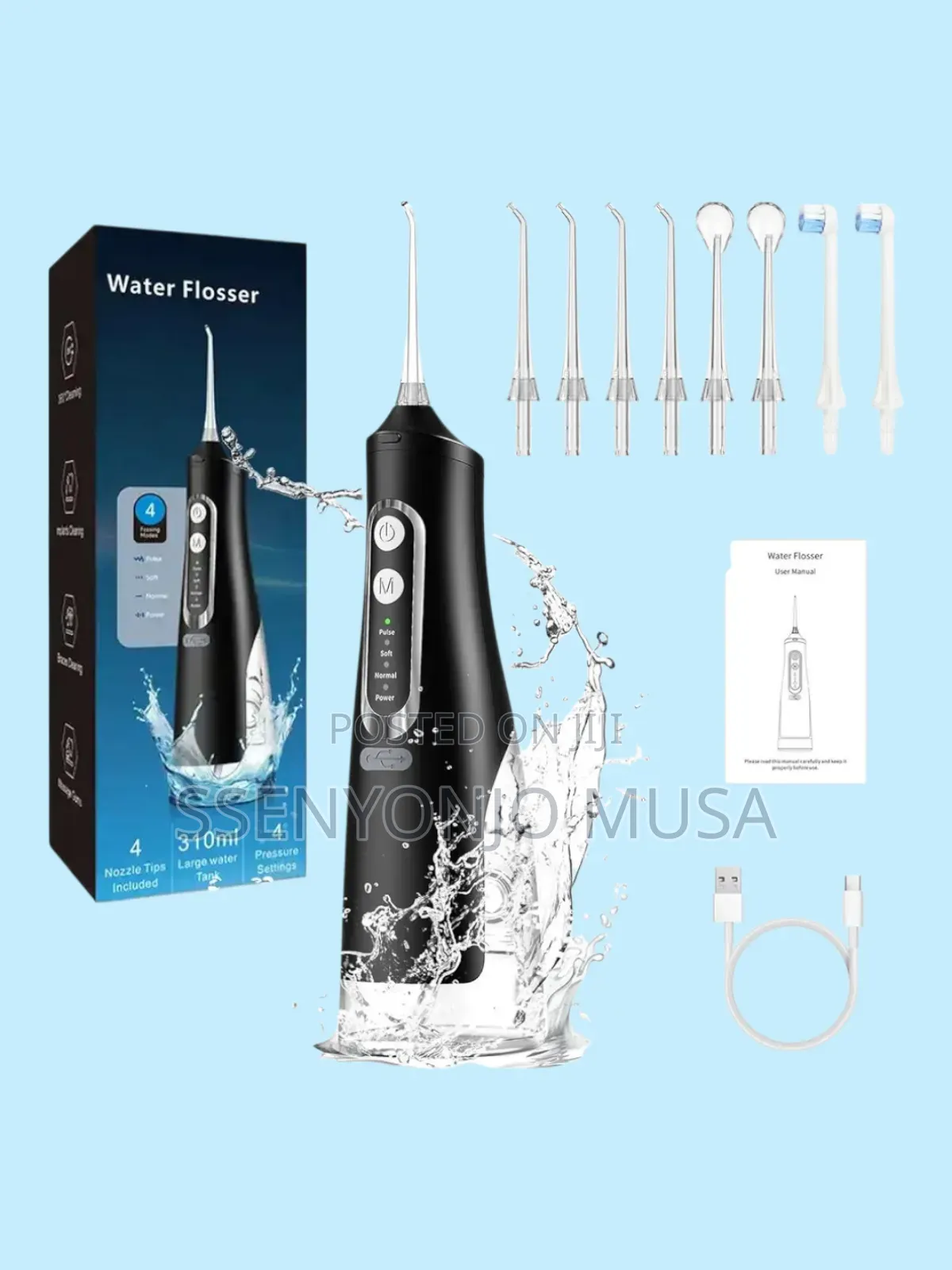 Water Flosser Oral Irrigator, 310ml, Usb Rechargeable, Ipx7 Waterproof