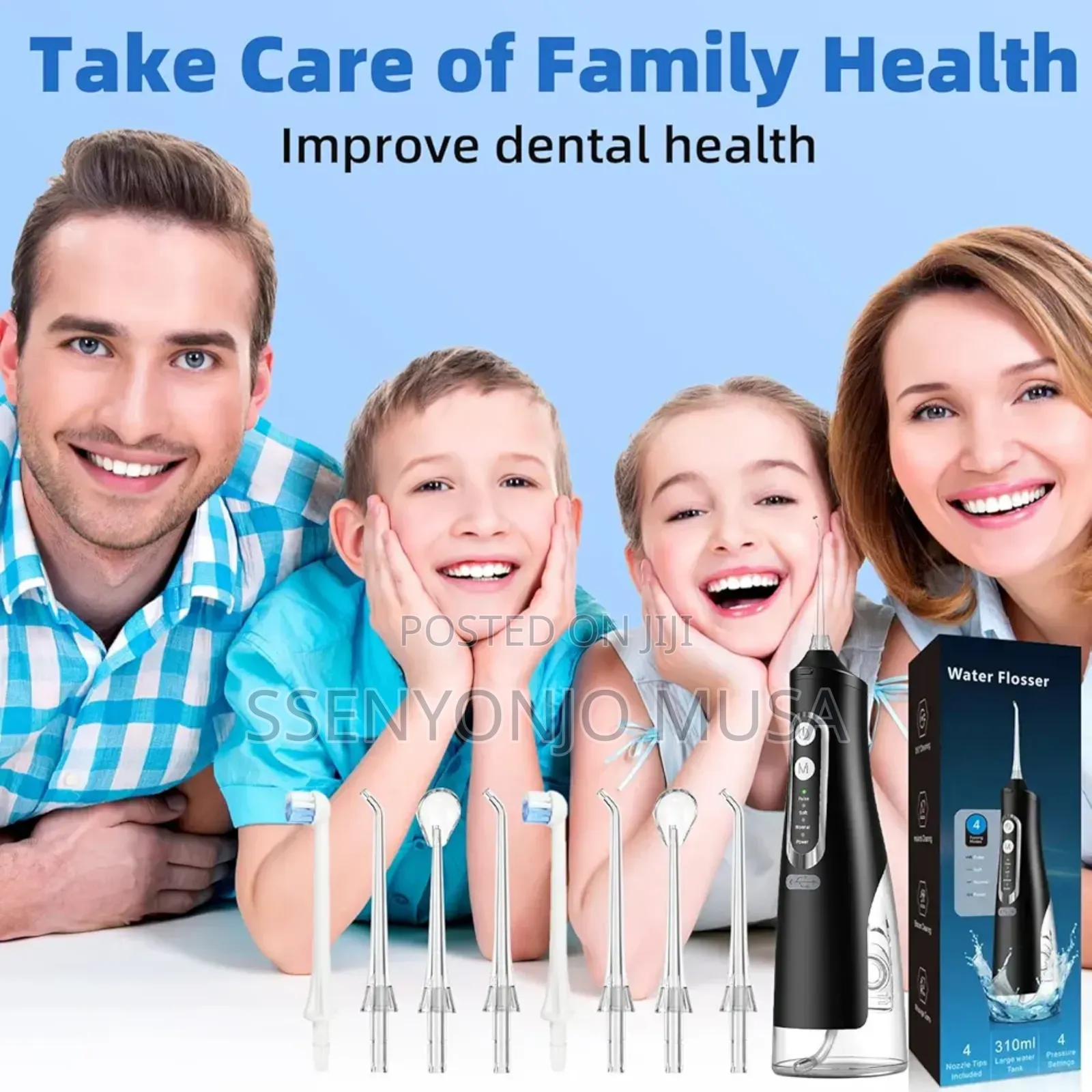 Water Flosser Oral Irrigator, 310ml, Usb Rechargeable, Ipx7 Waterproof