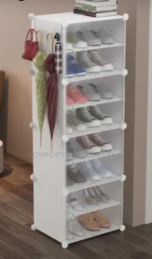 Single Column Plastic Shoe Rack White