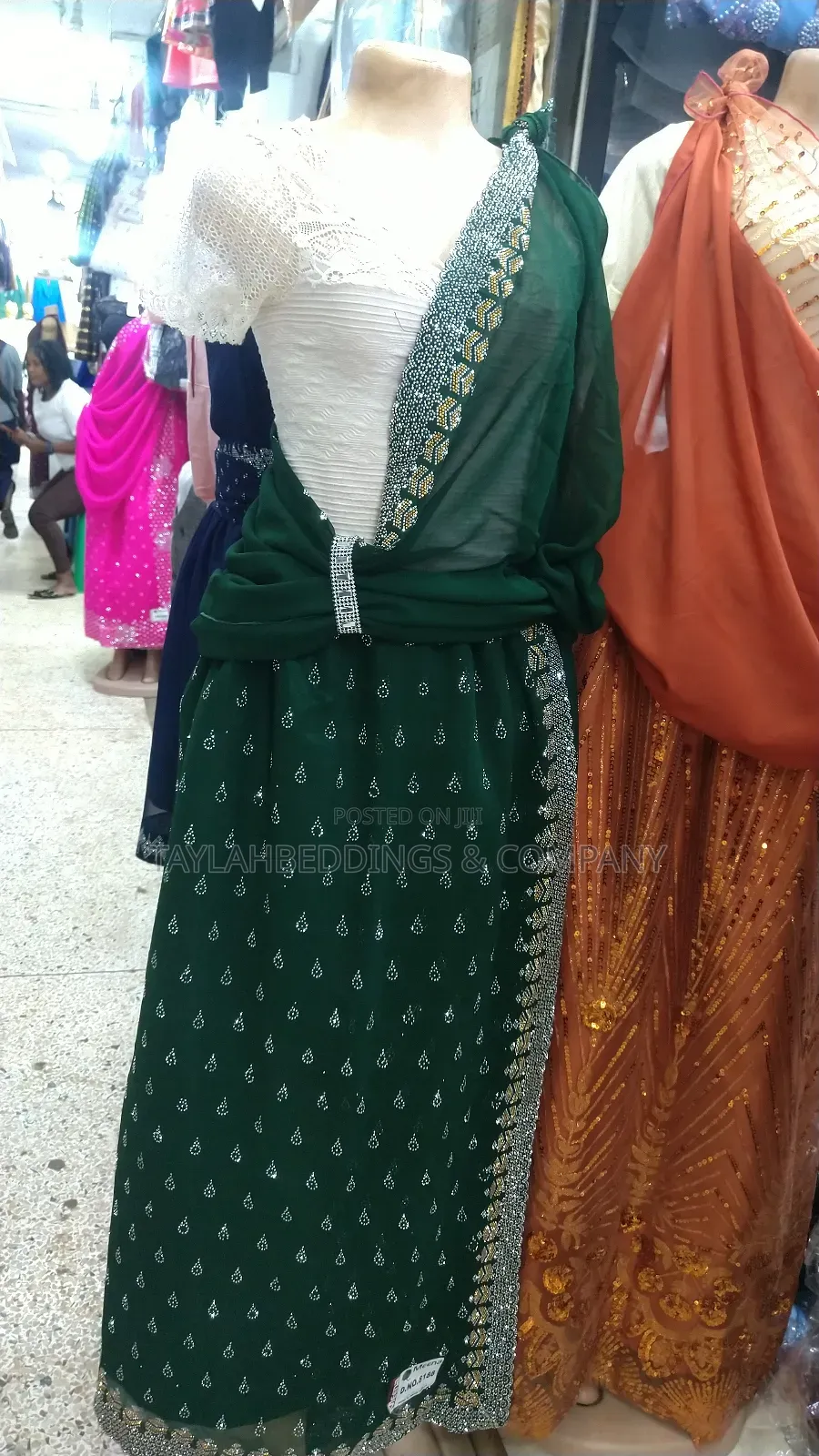 Green Silver Stoned Mushanana for Cultural Parties and Weeding