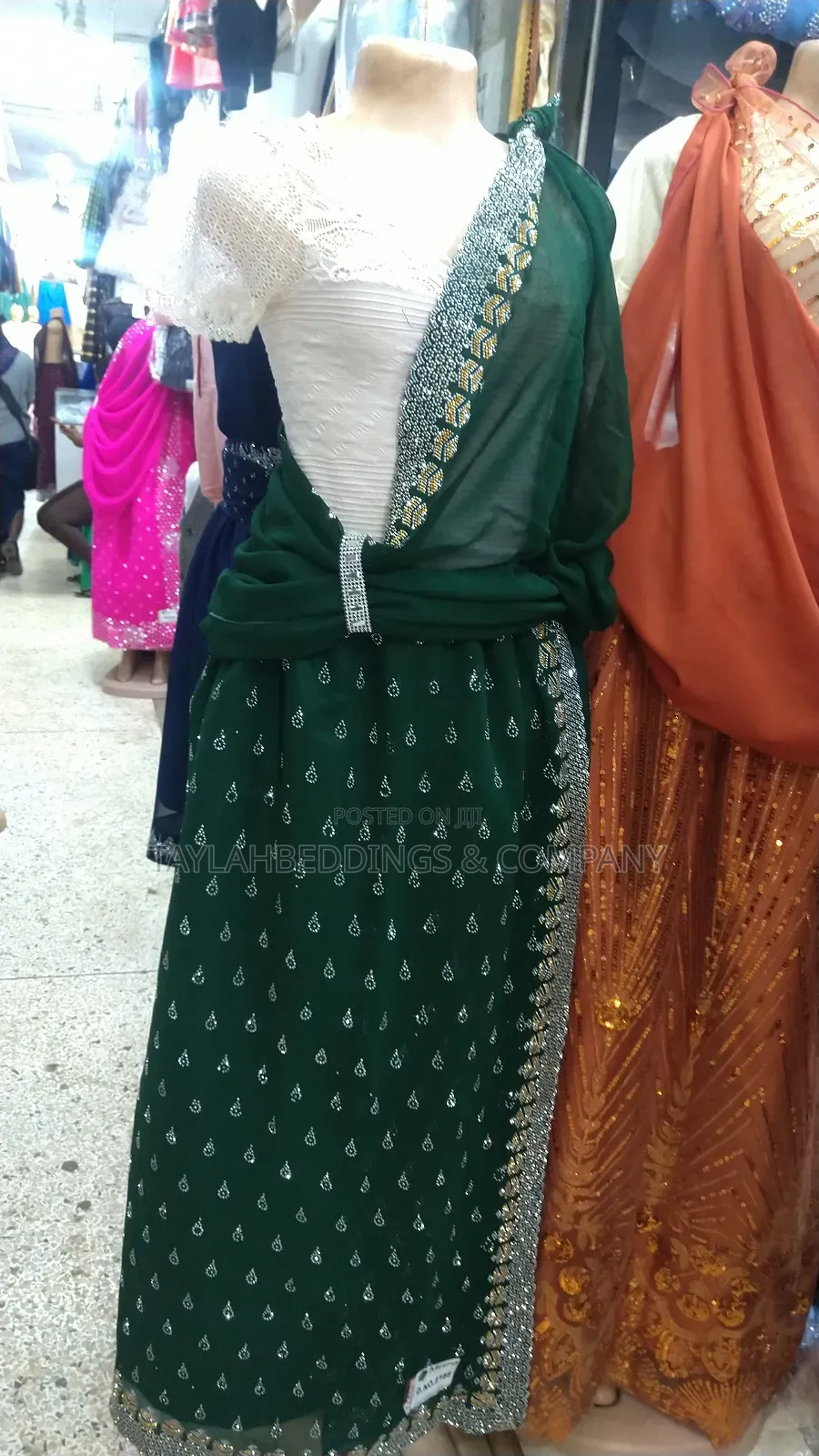 Green Silver Stoned Mushanana for Cultural Parties and Weeding