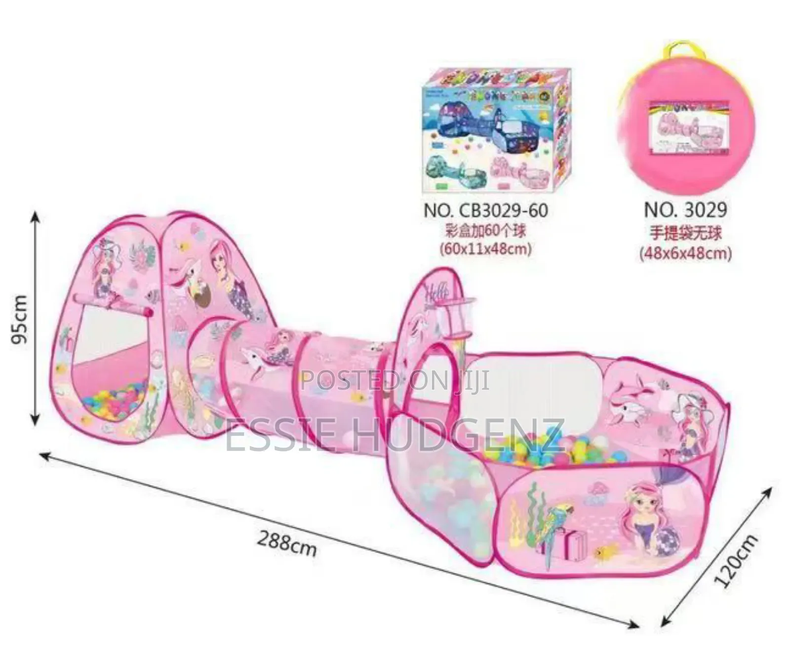3in1 Kids Play Tent (Ball Pit,Crawling Tunnel Castle)