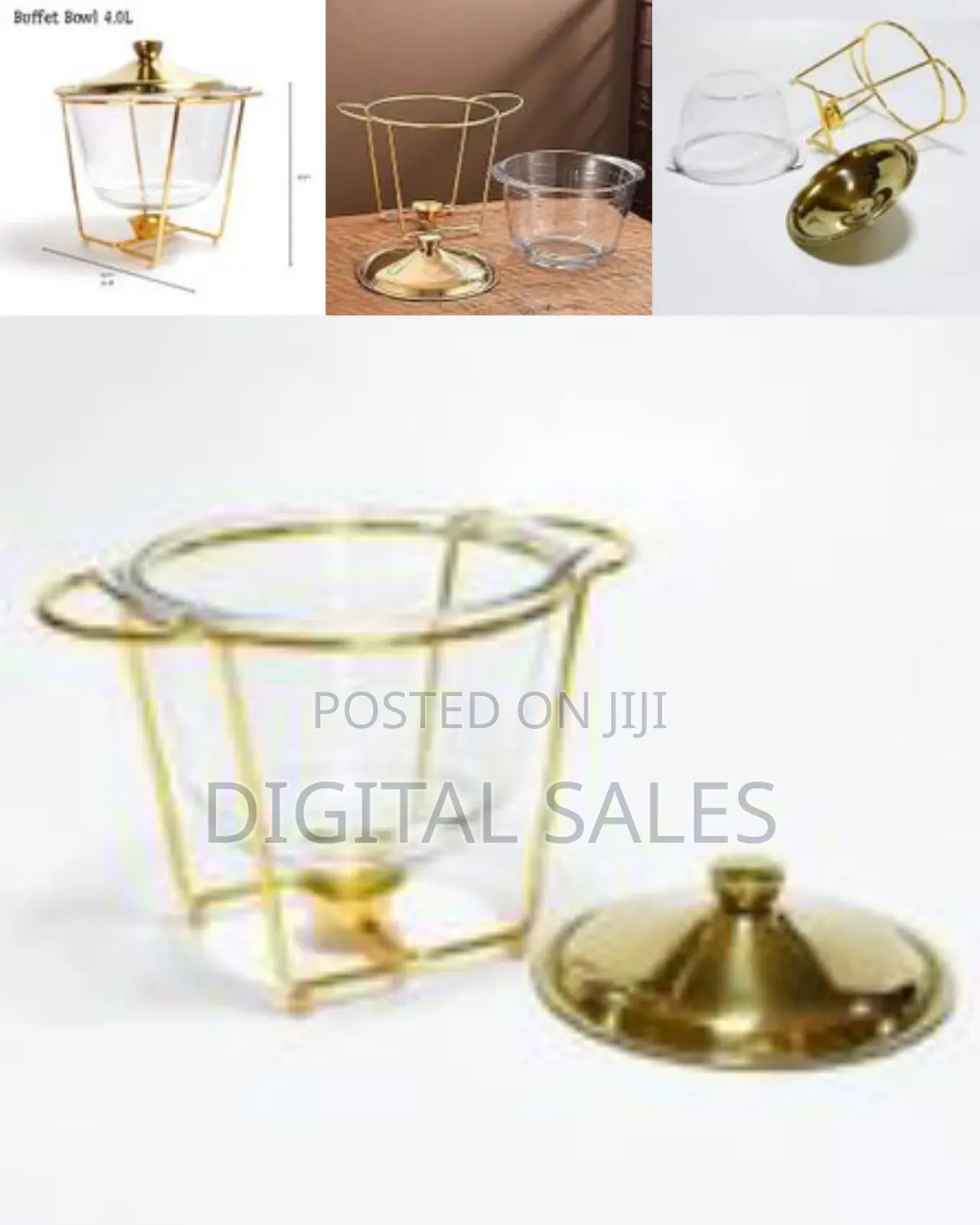 4l Glass Chafing Dish Buffet Set Stove Server Food Warmer