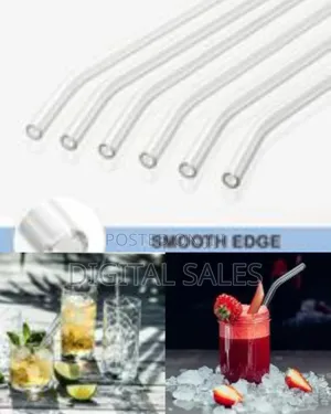 Glass Straw With Straw Cleaning Brush 4 Glass Straws Transparent
