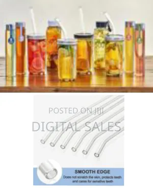 Glass Straw With Straw Cleaning Brush 4 Glass Straws Transparent