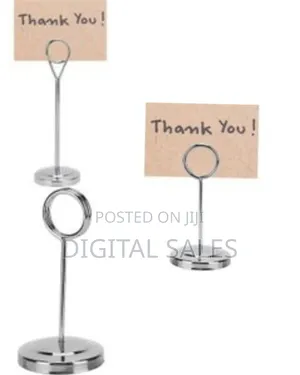 6 Pieces of Stainless Steeltable Number Plate Menu Exhibit Holder 0