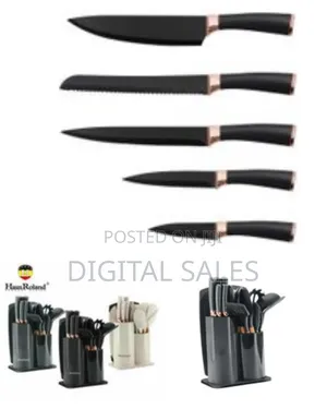 Haus Roland 19 Pieces Knife Set for Kitchen, Includes Tongs, Spoon