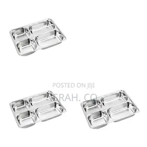 4 Pack Stainless Steel Rectangular Divided Plates Tray