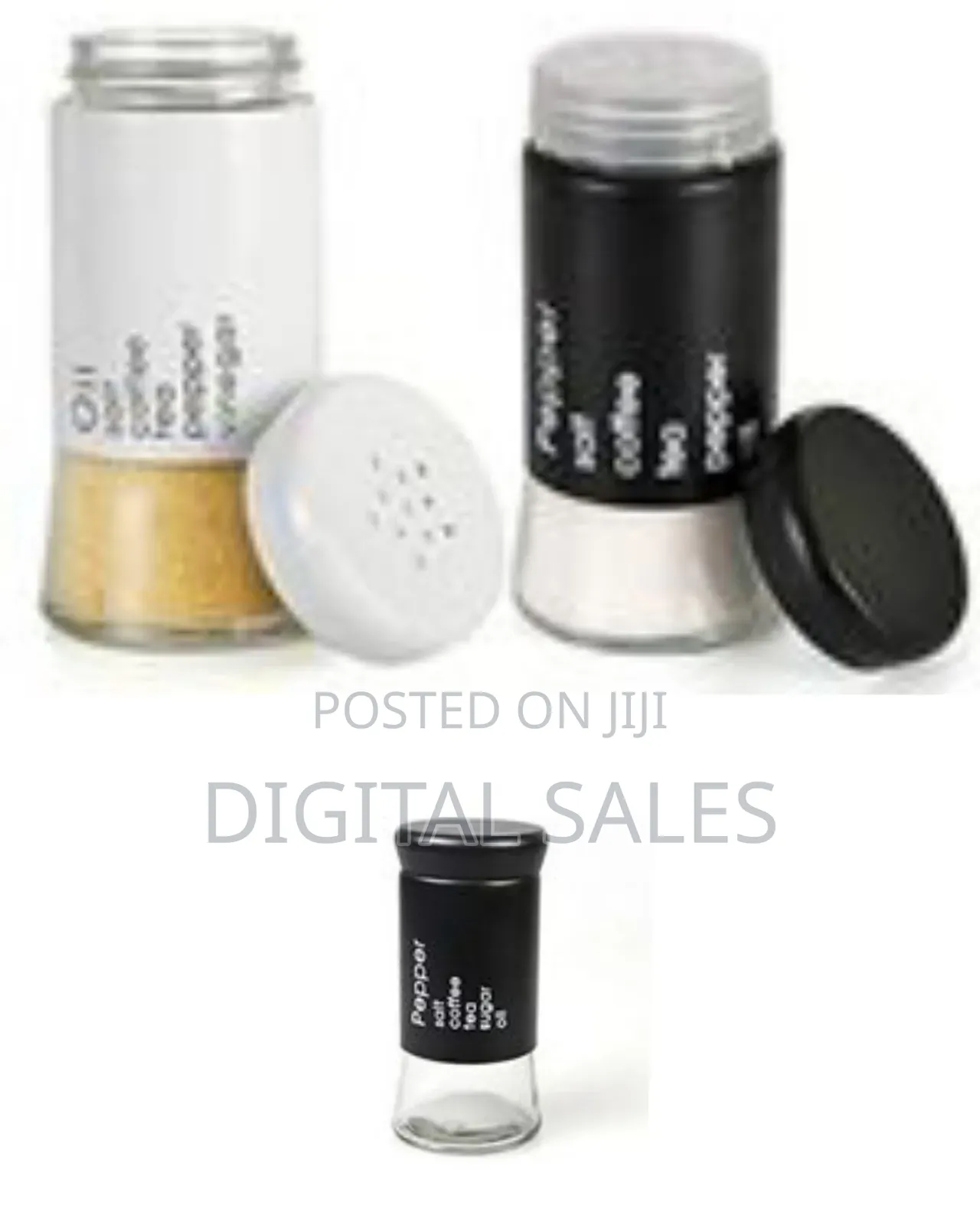 2 Pc Steel and Glass Pepper and Salt Shaker Set-Black White