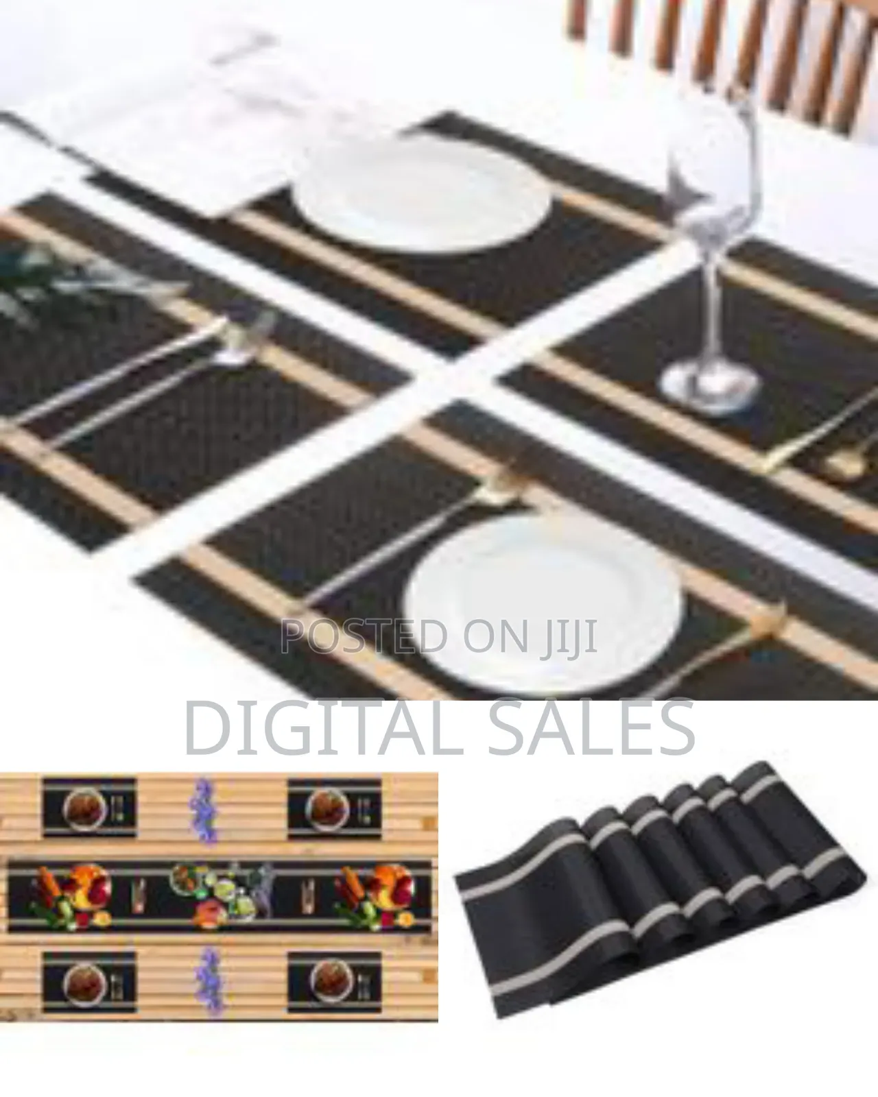 Woven Vinyl Placemats and Table Runner Sets PVC Non Slip Heat Resistan