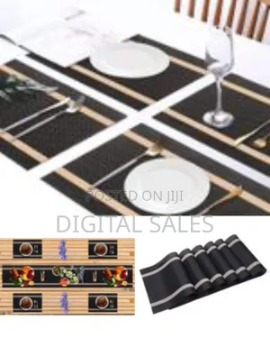 Woven Vinyl Placemats and Table Runner Sets PVC Non Slip Heat Resistan