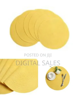 Round Placemats Set of 6,Braided 15 Inch Table Mats Heat Resistant Non