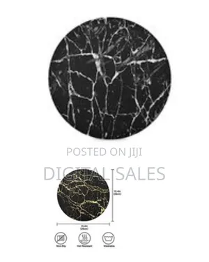 2 Sided 6pc Marble Design Round Placemats Dining Table Mats